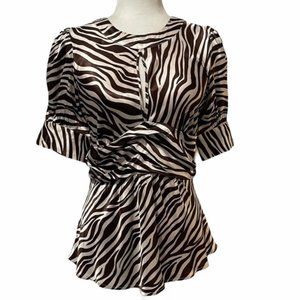 BCBGMaxAzria Brown & Cream Zebra Blouse